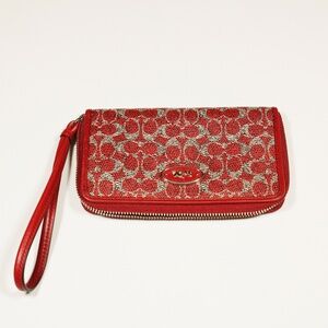 COACH 63186 Boxed East West Universal Case Signature Coated Canvas SV/Red